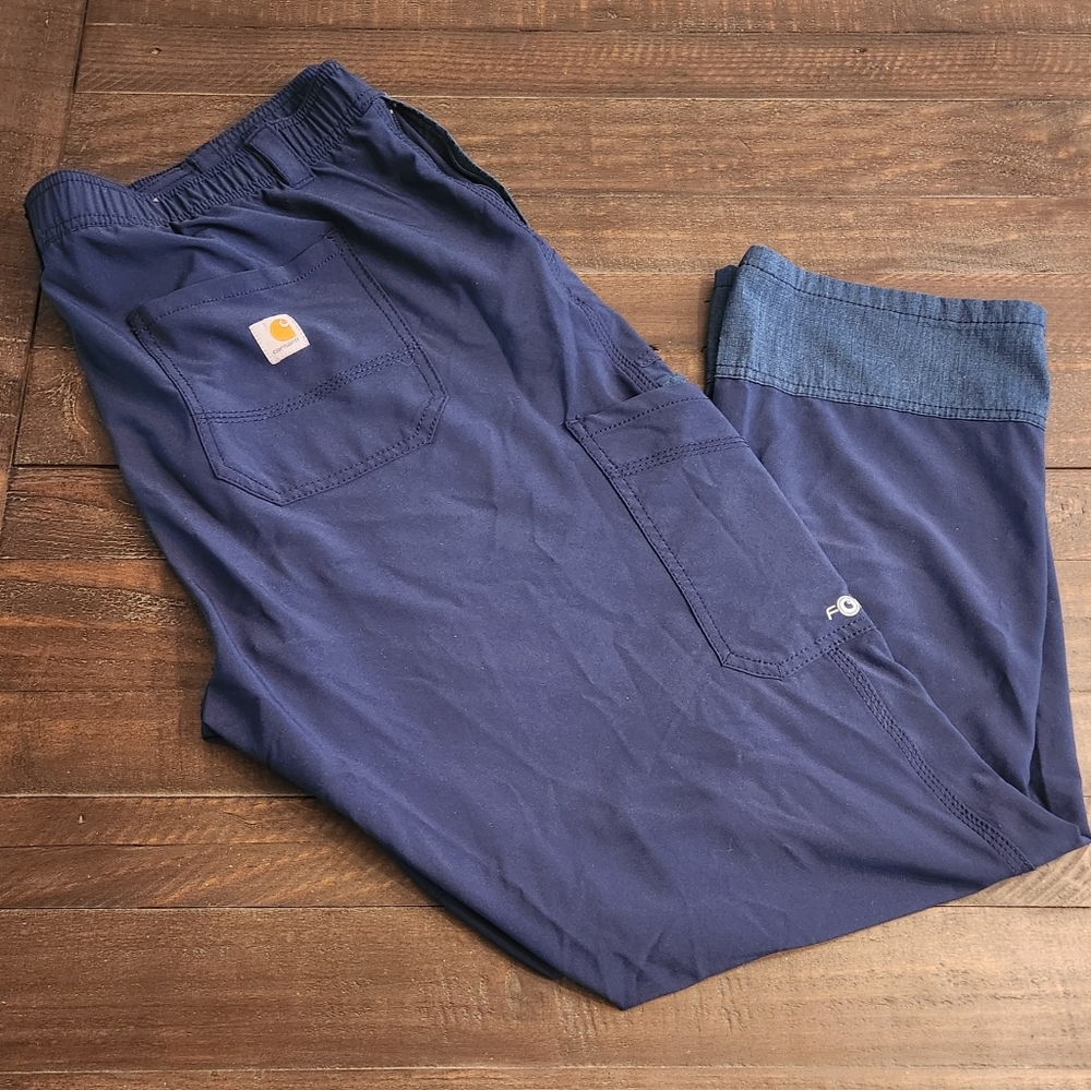 Carhartt Navy Blue Pants Mens 1XL Blue Ripstop Straight Fit Workwear
